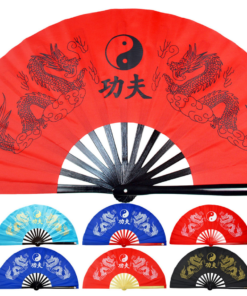 Tai Chi-waaier (Tai Ji Shan) Double Dragon – Op maat gemaakt