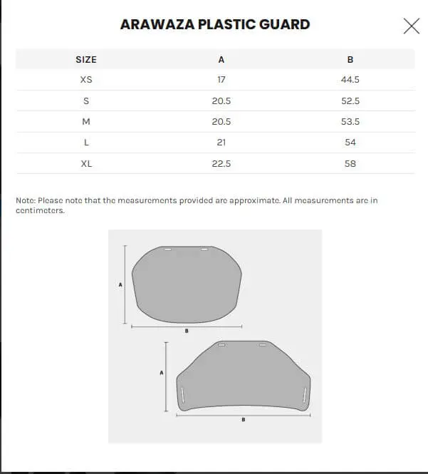 Arawaza plastic beschermer met riemen - WKF maat