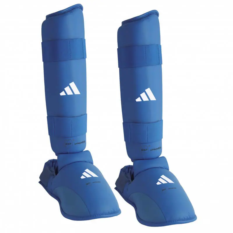 Adidas Karate scheen- en voetbeschermers - blauw, rood - WKF