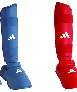 Adidas Karate scheen- en voetbeschermers - blauw, rood - WKF