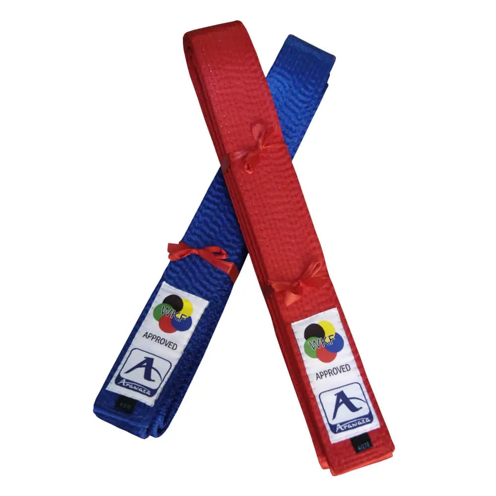 Arawaza Wedstrijd Deluxe Satijnen Karate Gordel - KATA - Rood of Blauw