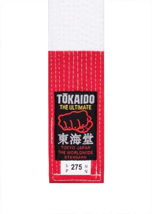 Rood-witte Tokaido karate riem - Afbeelding 2