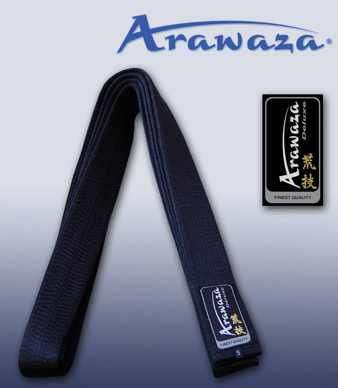 Arawaza DELUXE Karate zwarte band in katoen of satijn