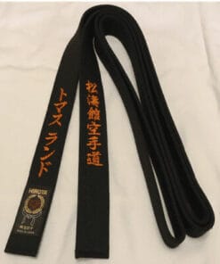 Hirota Satijn karate zwarte band - Extra groot