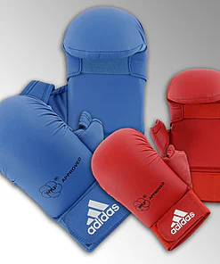 Adidas Karatehandschoenen met duim - blauw of rood - WKF