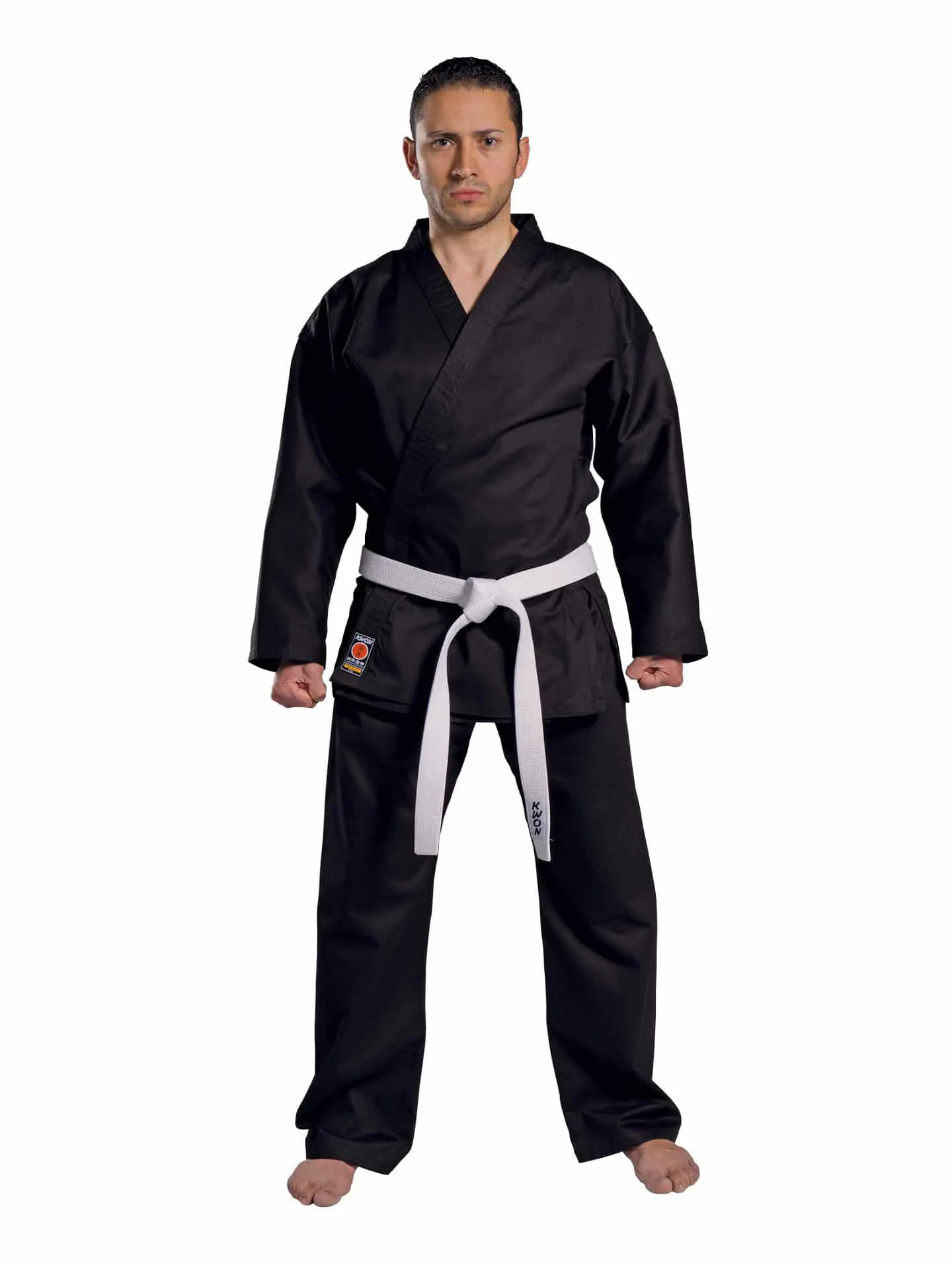 Karategi Traditioneel Zwart Kwon 8oz gezicht karategi