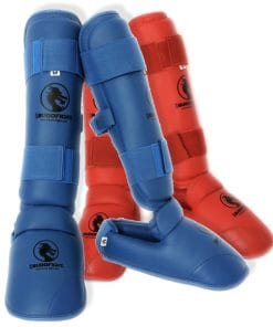 Budo Fight Karate scheen- en voetbeschermers - blauw of rood afneembaar-rood of blauw