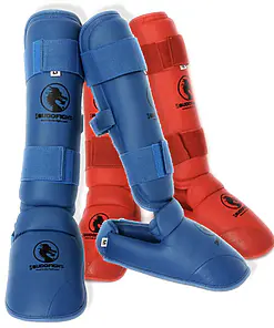 Budo Fight Karate scheen- en voetbeschermers - blauw of rood afneembaar-rood of blauw